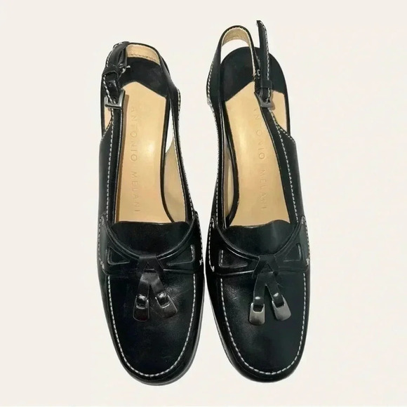 Women’s ANTONIO MELANI HEELS CLOSED TOES TWO TASSELS ON TOP BLACK COLOR‎ SZ 6.5 - Picture 8 of 10